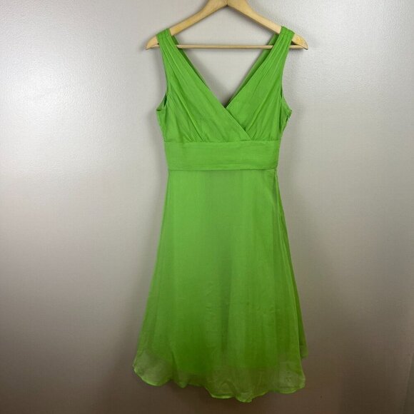 J. Crew Sophia Silk Crepe Midi Dress Size 6 Lime Green Special Occasion Event - Picture 1 of 8